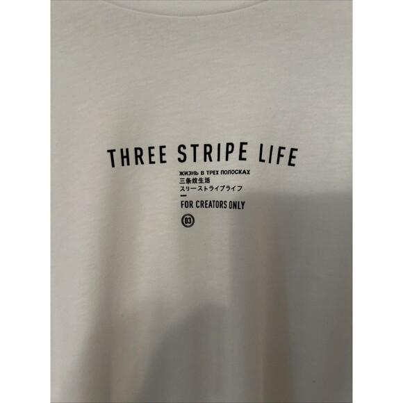 Mens Adidas Three Stripe Life For Creators Only LS White  T-Shirt L japan - Picture 2 of 7